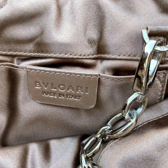 BVLGARI Women Handbag Clutch Brown Bag Gold Tone Hardware Made in Italy - Picture 7 of 12